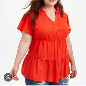 Torrid Textured Woven Crochet Insert Tunic Top SZ 3